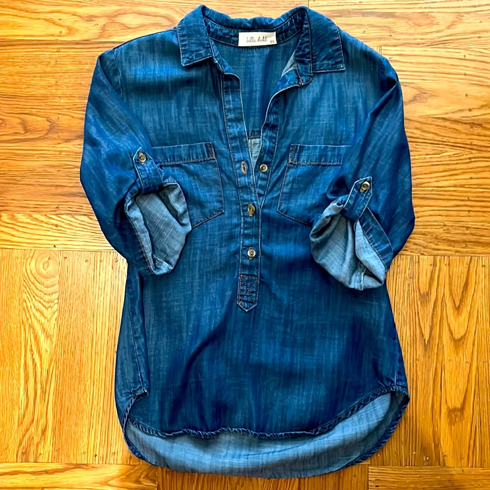 Bella Dahl 3/4 sleeve chambray shirt XS